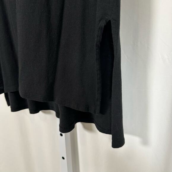 J Jill Black Tunic Sleeveless Tank Top Sz Large Floral Embroidered High Low‎ Hem - Picture 5 of 9